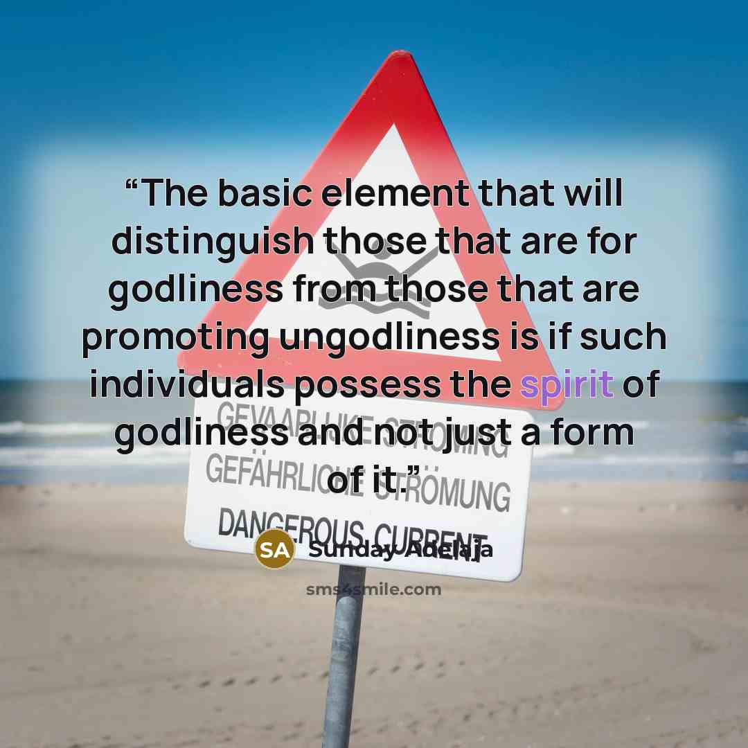 “The basic element that will distinguish those that are for godliness from those that are promoting ungodliness is if such individuals possess the spirit of godliness and not just a form of it.” quote by Sunday Adelaja