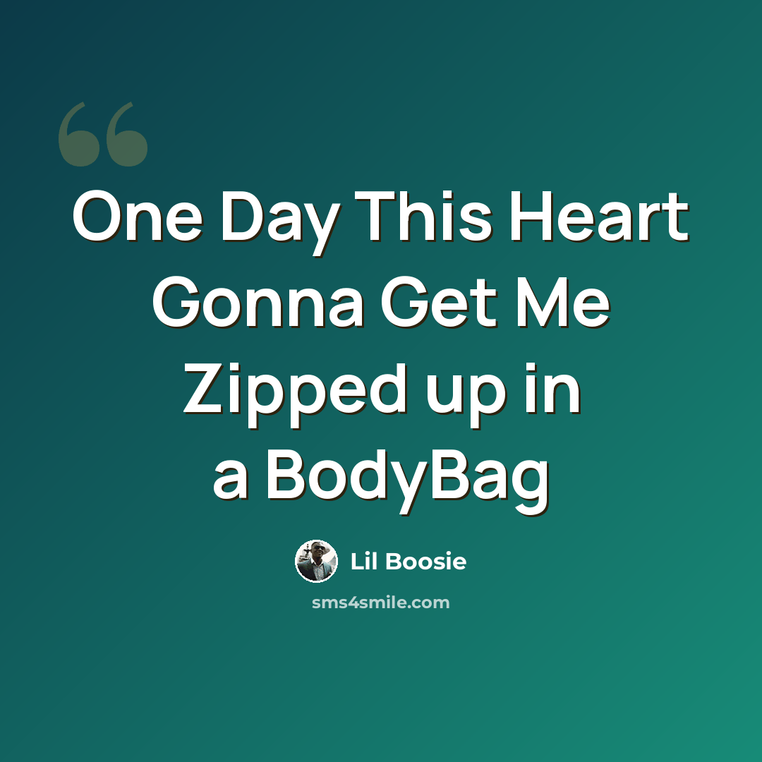 “One Day This Heart Gonna Get Me Zipped up in a BodyBag” quote by Lil Boosie