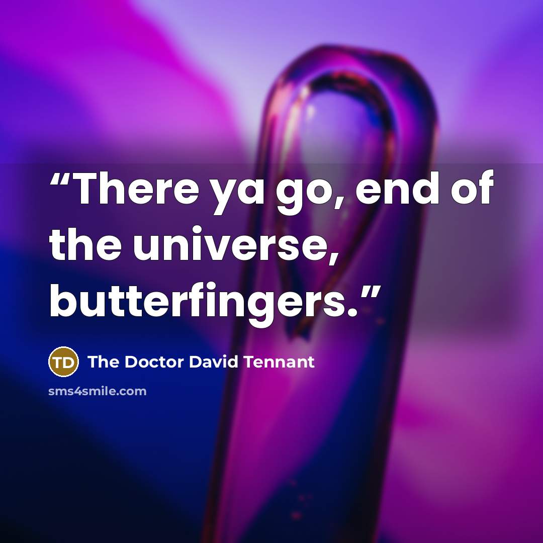 “There ya go, end of the universe, butterfingers.” quote by The Doctor David Tennant