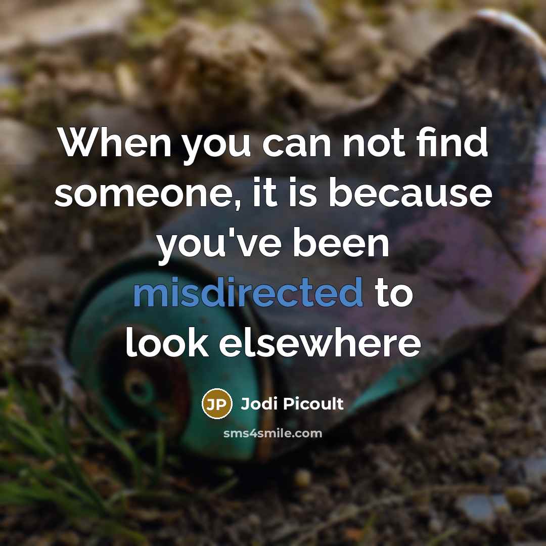 “When you can not find someone, it is because you've been misdirected to look elsewhere” quote by Jodi Picoult