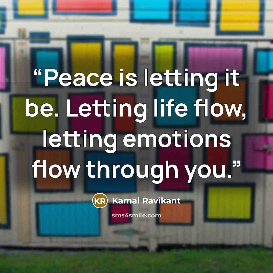 “Peace is letting it be. Letting life flow, letting emotions flow through you.” quote by Kamal Ravikant
