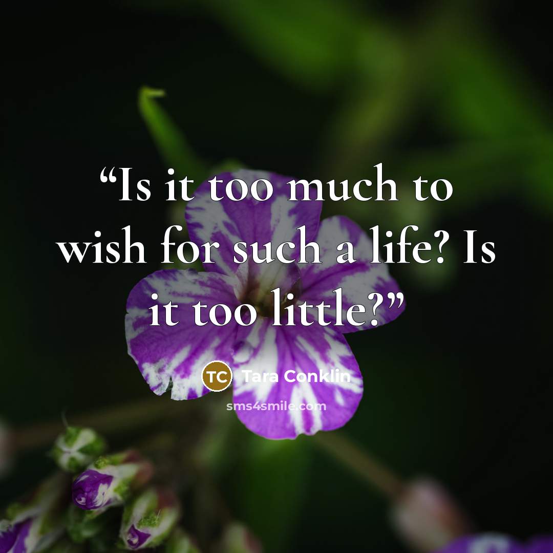 “Is it too much to wish for such a life? Is it too little?” quote by Tara Conklin