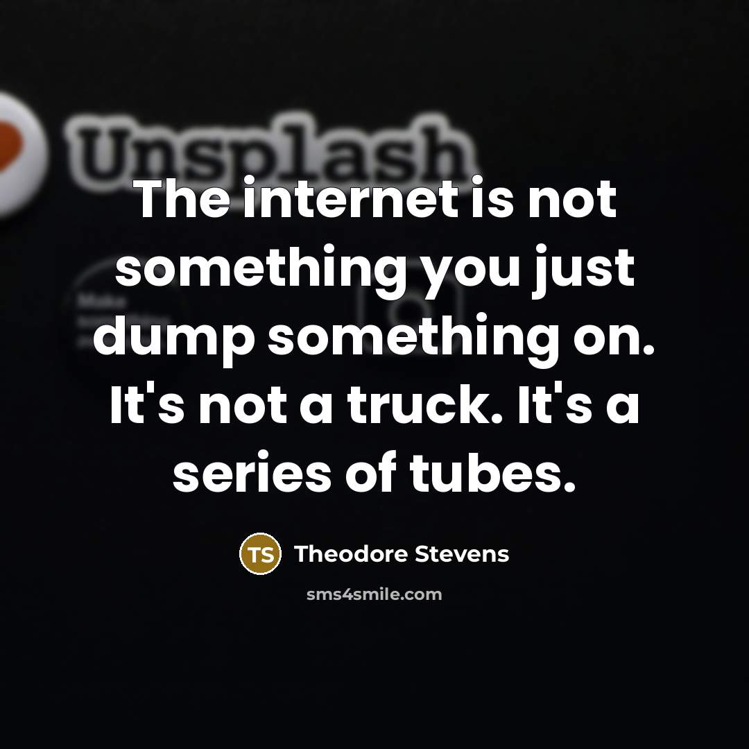 “The internet is not something you just dump something on. It's not a truck. It's a series of tubes.” quote by Theodore Stevens