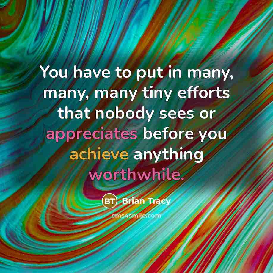 “You have to put in many, many, many tiny efforts that nobody sees or appreciates before you achieve anything worthwhile.” quote by Brian Tracy