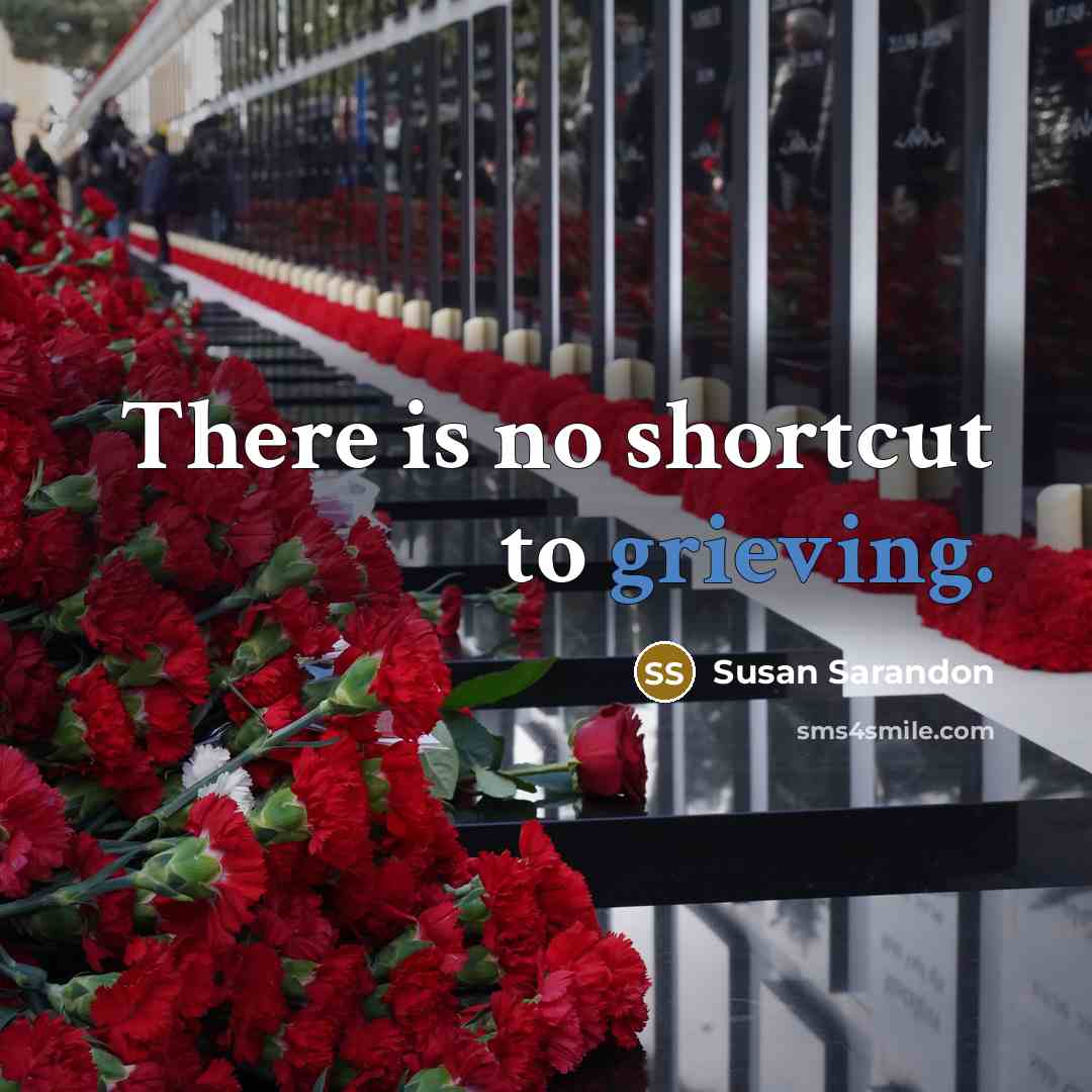 “There is no shortcut to grieving.” quote by Susan Sarandon
