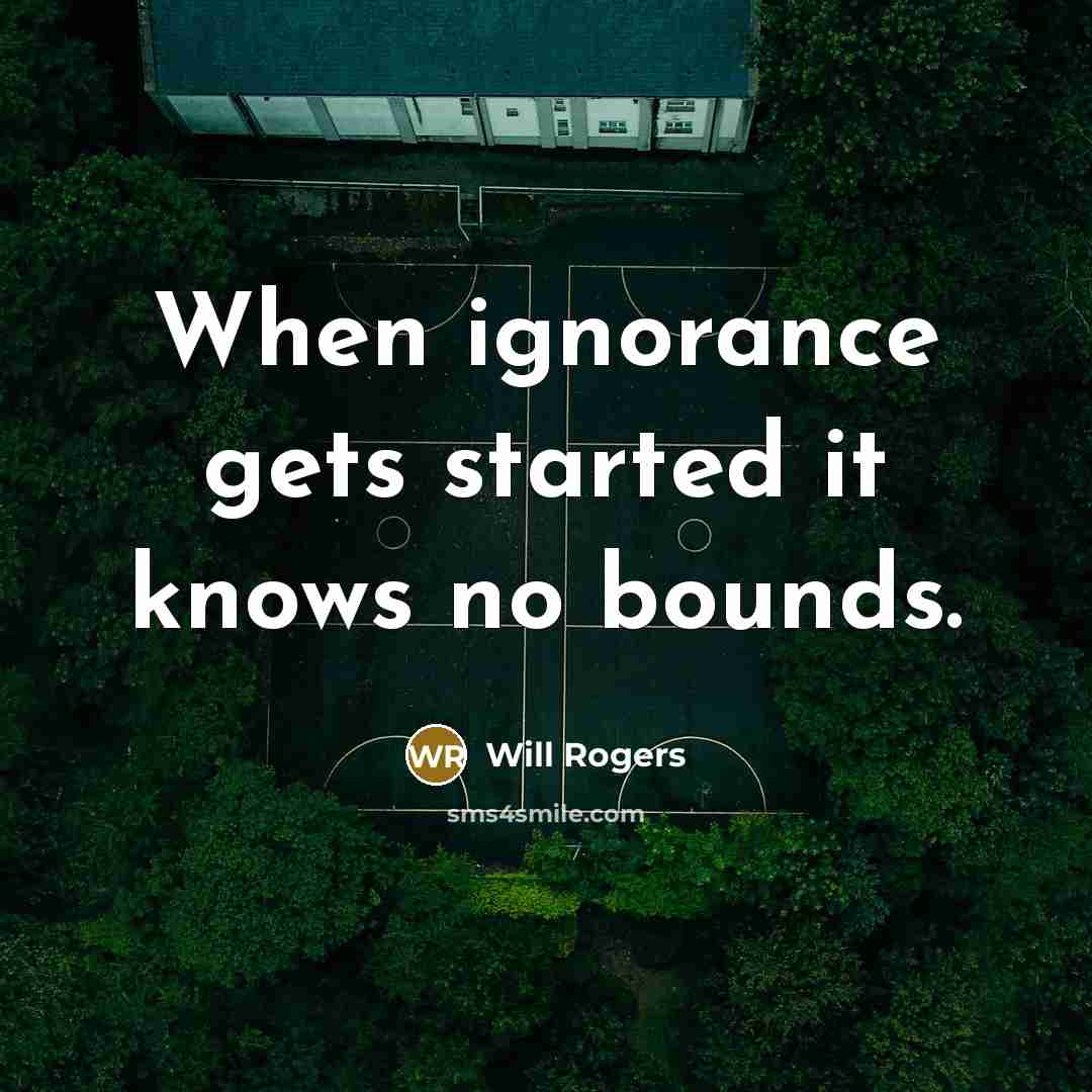 “When ignorance gets started it knows no bounds.” quote by Will Rogers