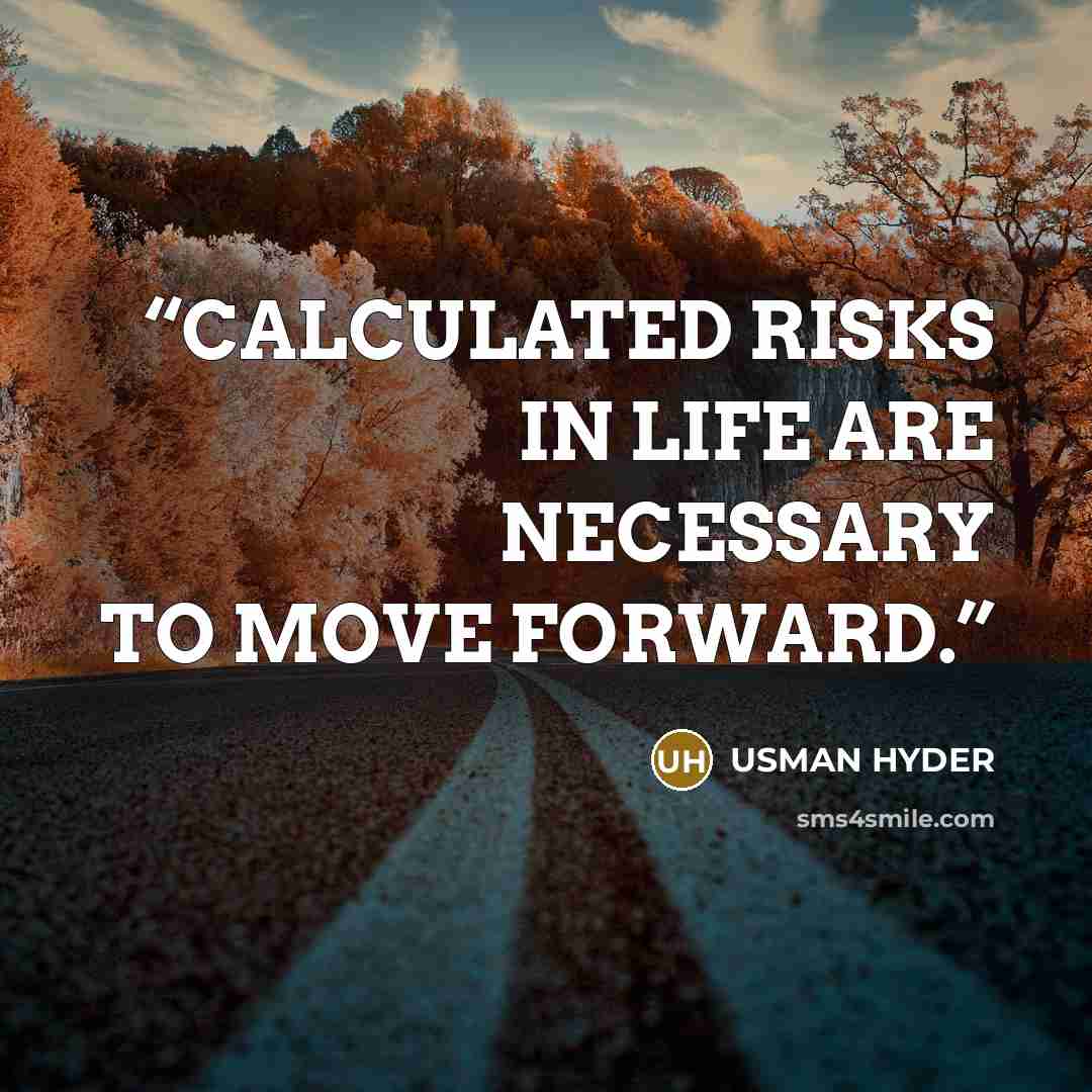 “CALCULATED RISKS IN LIFE ARE NECESSARY TO MOVE FORWARD.” quote by USMAN HYDER