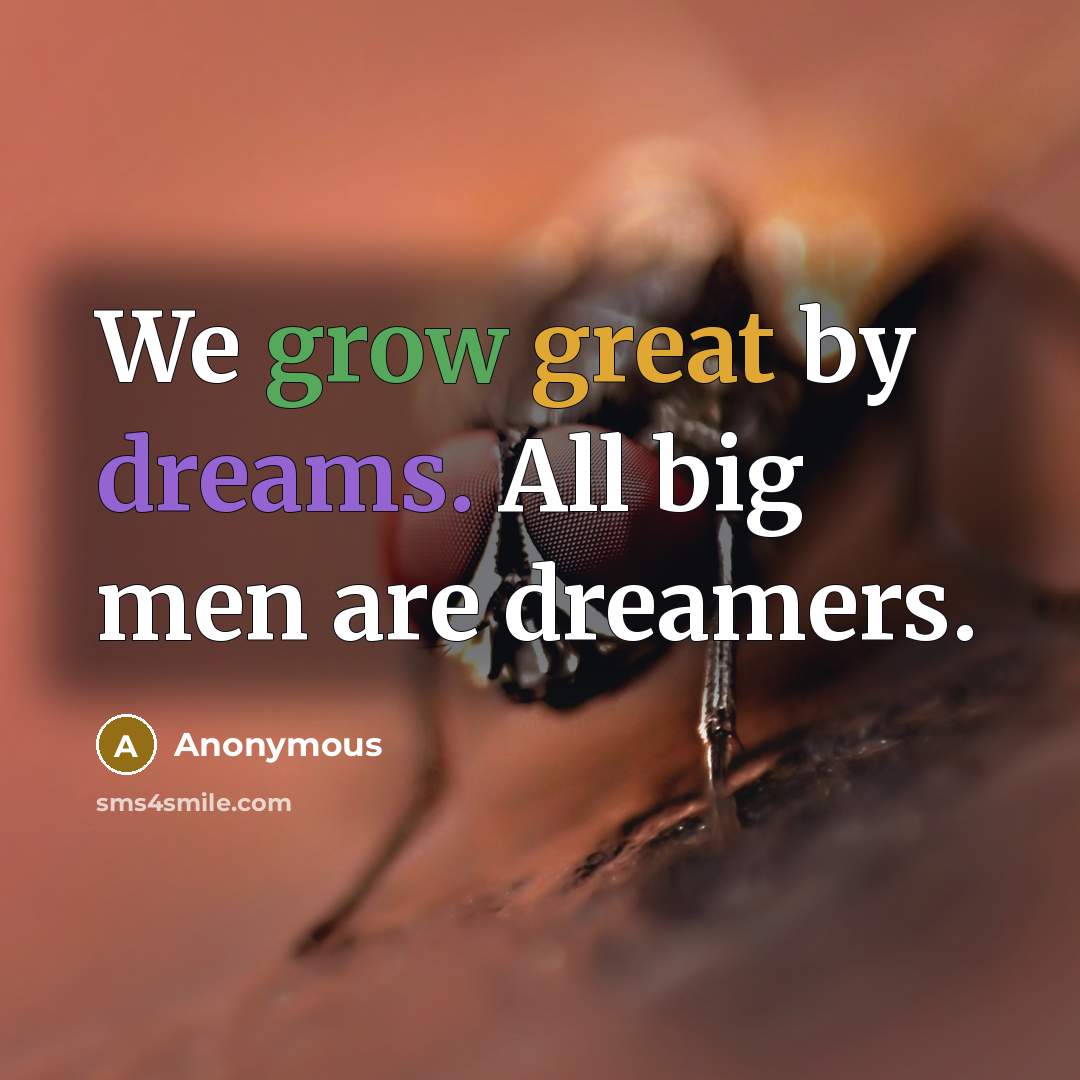 “We grow great by dreams. All big men are dreamers.” quote by Anonymous