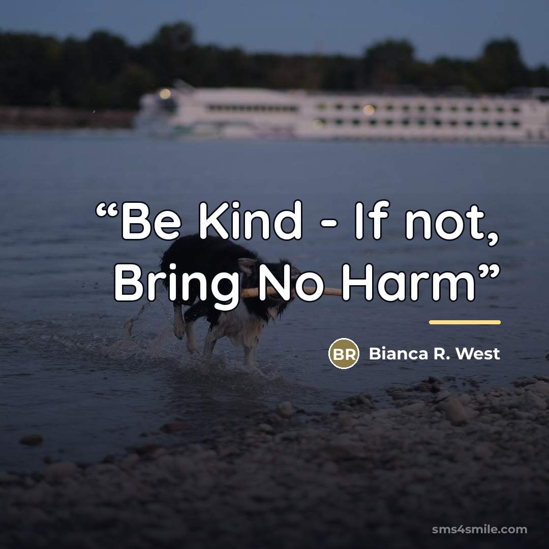 “Be Kind - If not, Bring No Harm” quote by Bianca R. West