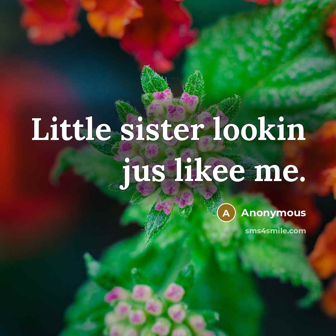 “Little sister lookin jus likee me.” quote by Anonymous