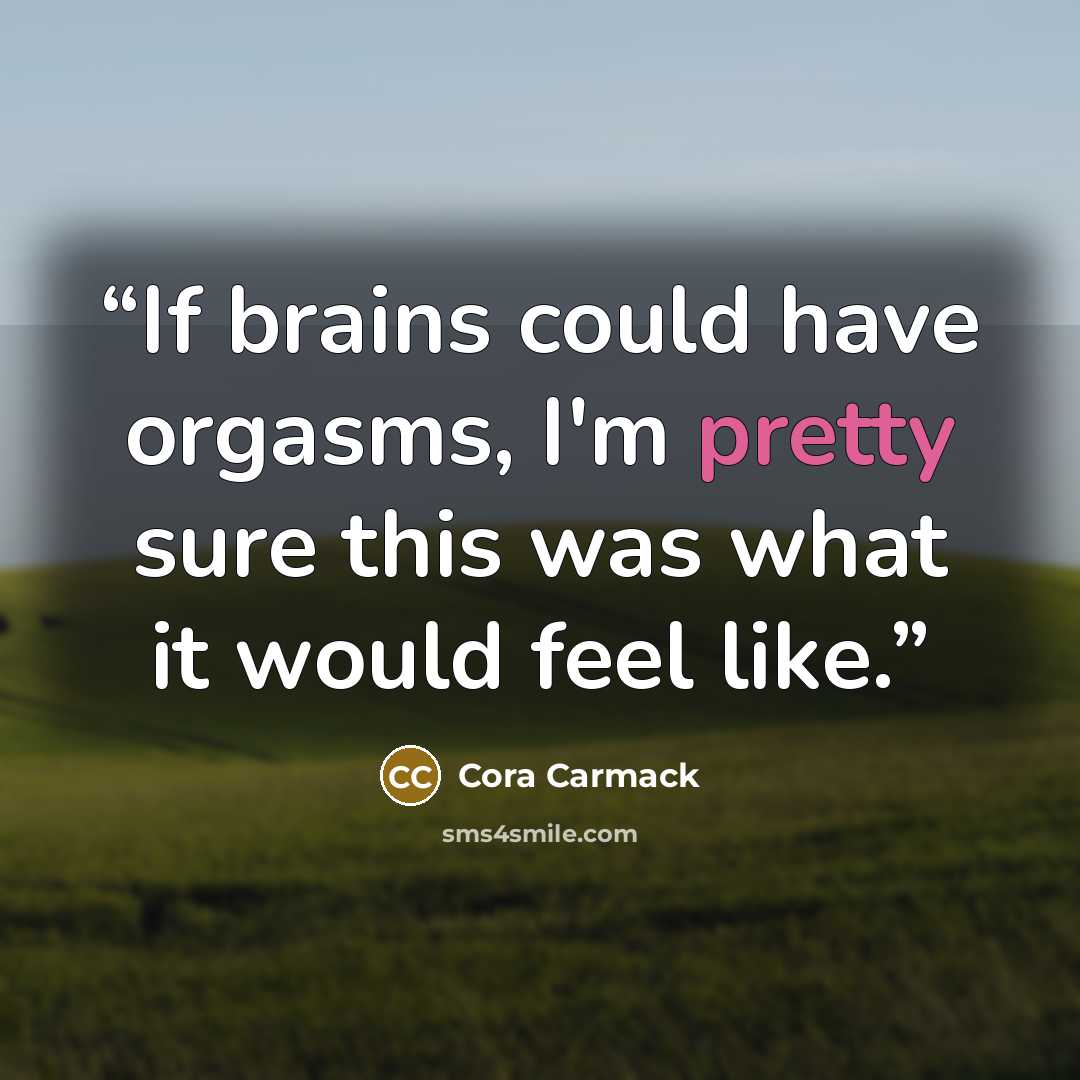 “If brains could have orgasms, I'm pretty sure this was what it would feel like.” quote by Cora Carmack