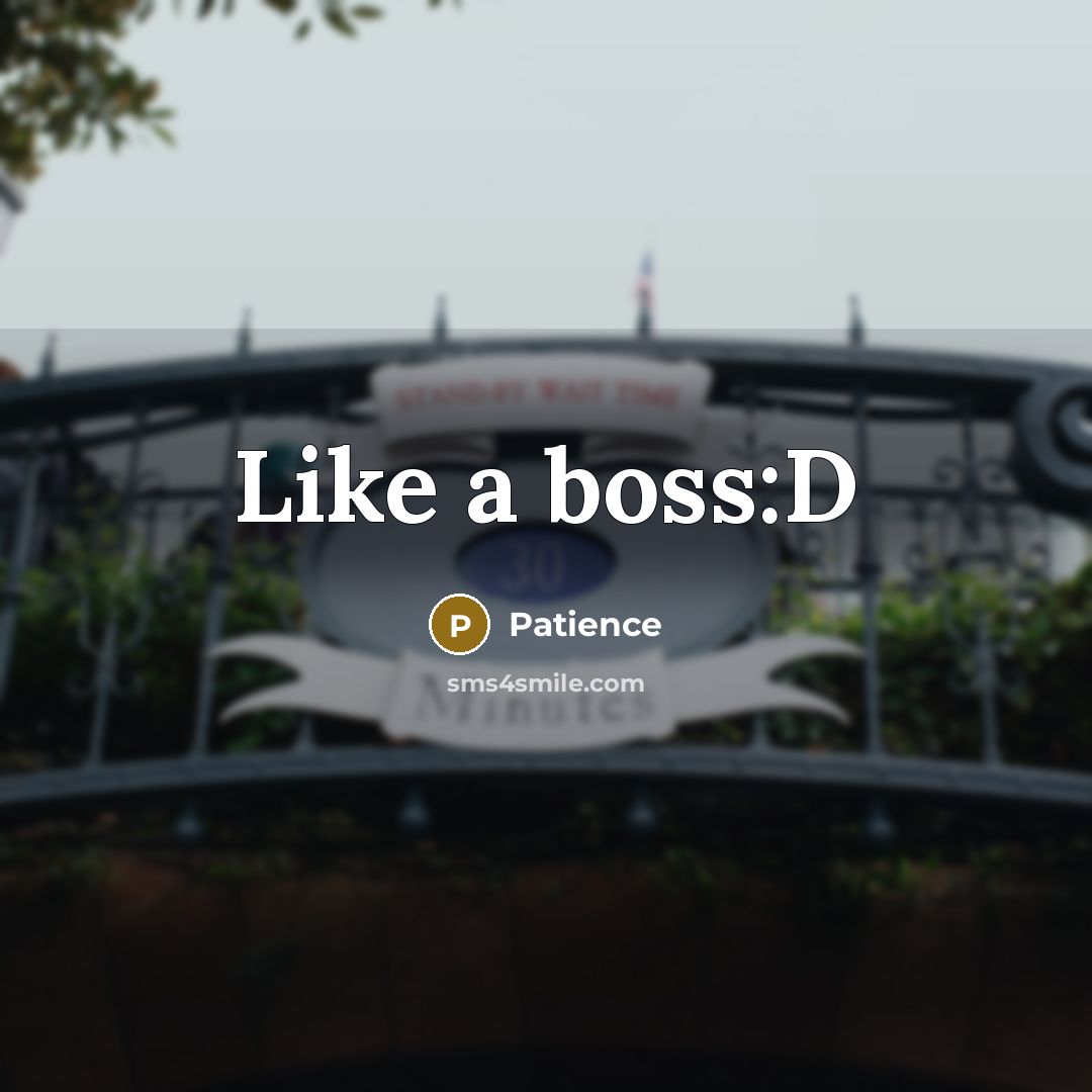 “Like a boss:D” quote by Patience
