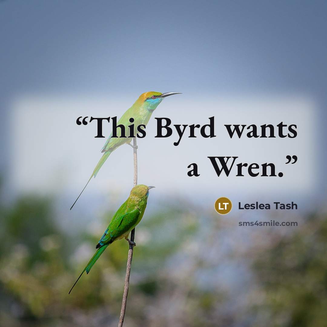 “This Byrd wants a Wren.” quote by Leslea Tash