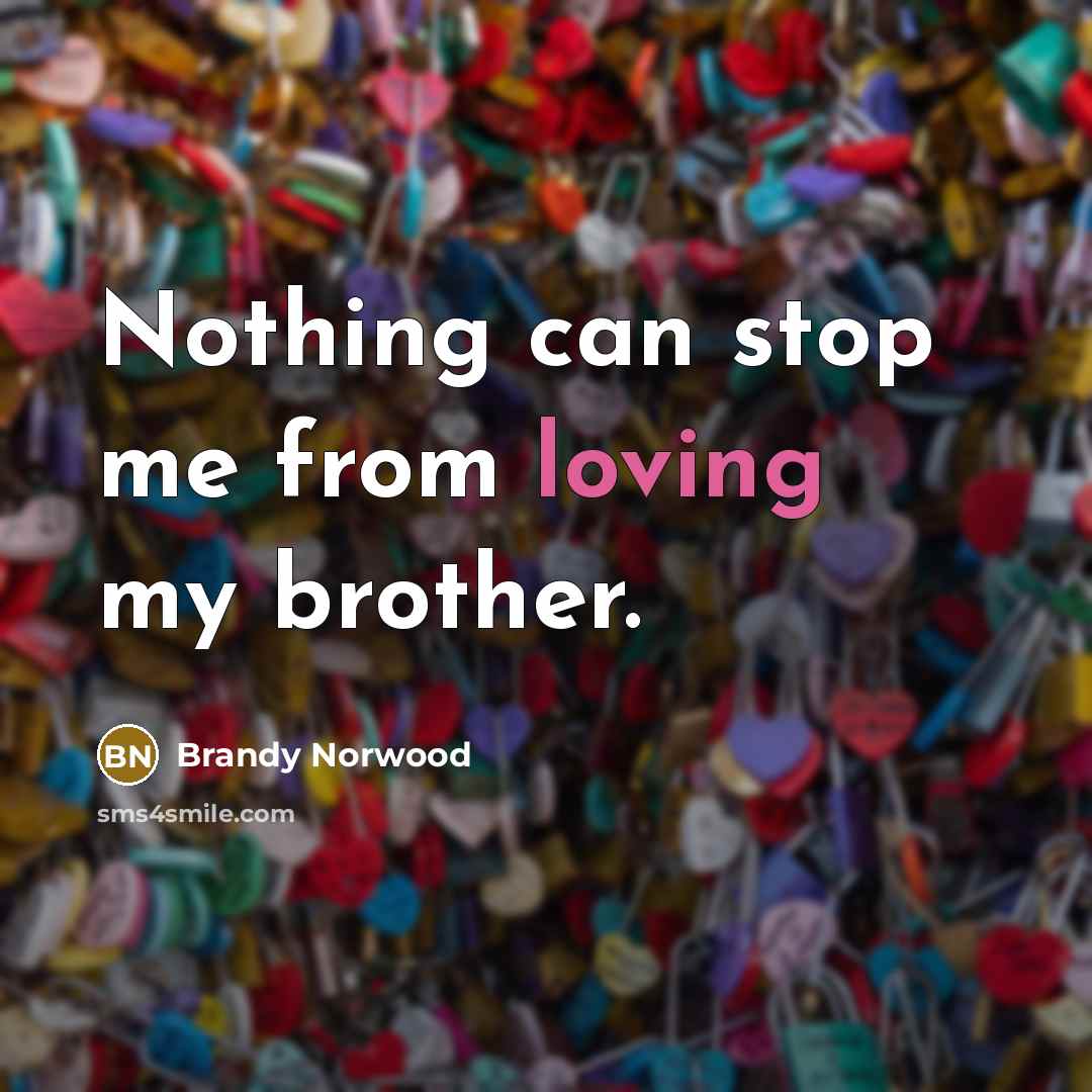 “Nothing can stop me from loving my brother.” quote by Brandy Norwood