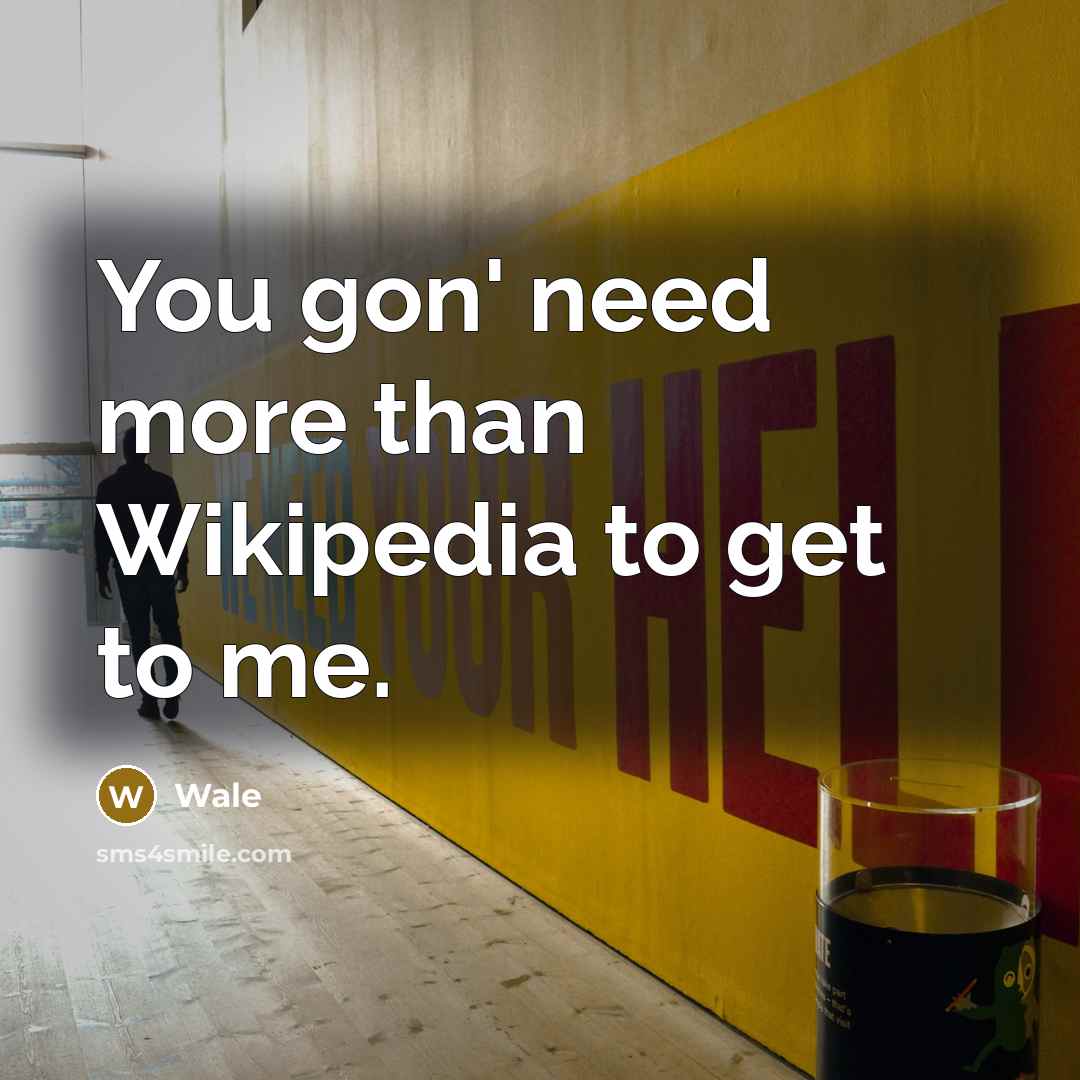 “You gon' need more than Wikipedia to get to me.” quote by Wale