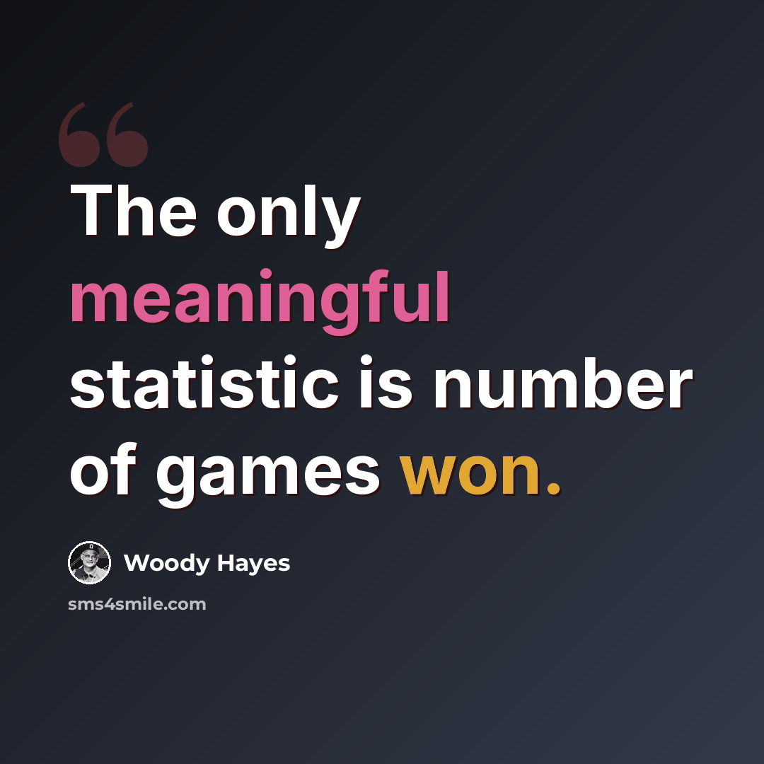 “The only meaningful statistic is number of games won.” quote by Woody Hayes