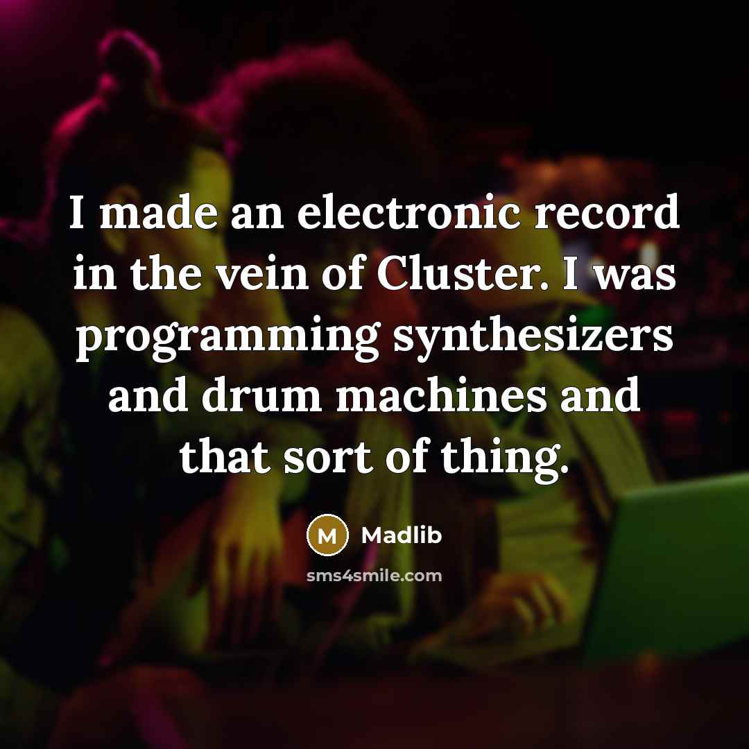 “I made an electronic record in the vein of Cluster. I was programming synthesizers and drum machines and that sort of thing.” quote by Madlib