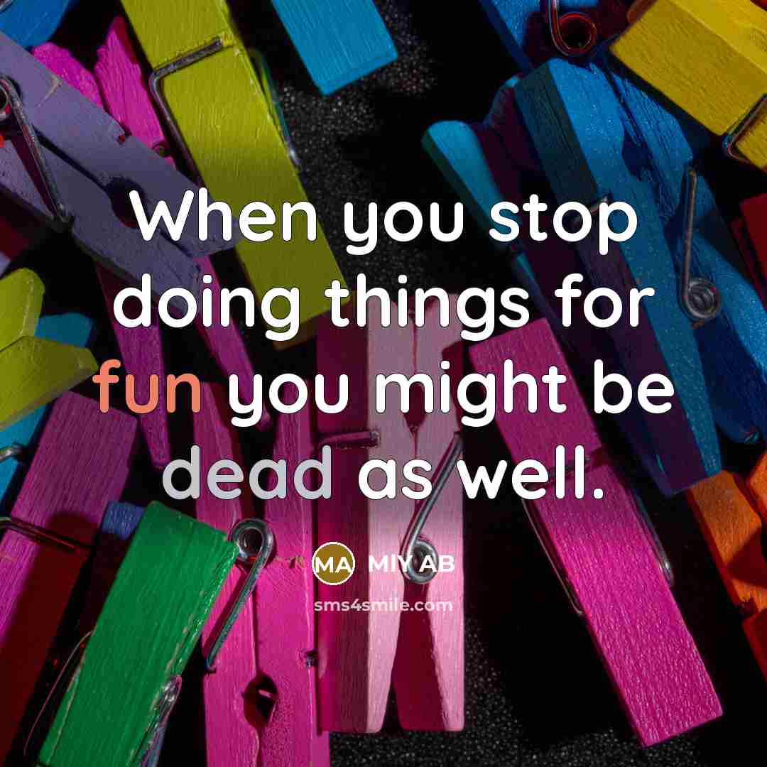 “When you stop doing things for fun you might be dead as well.” quote by MlY AB