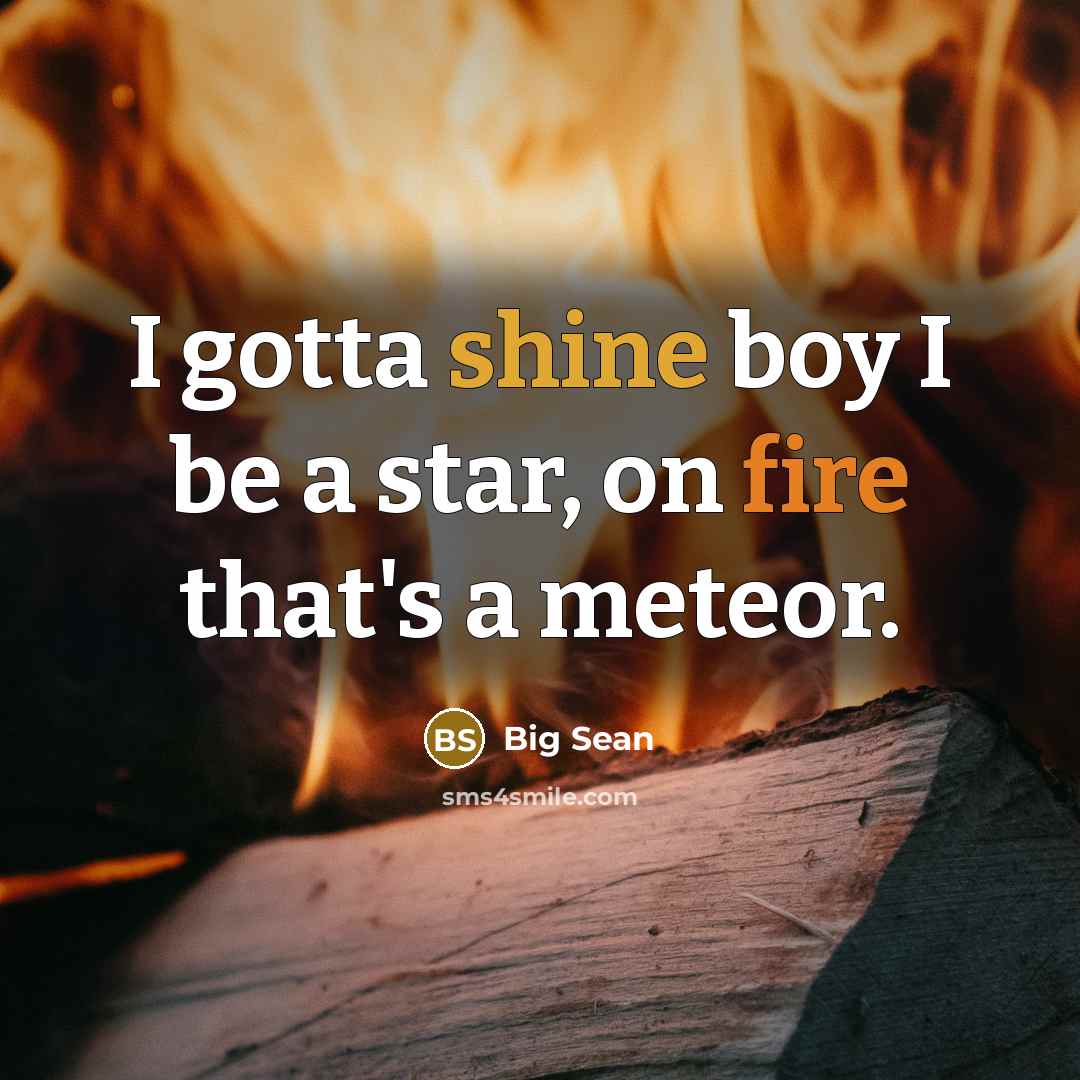 “I gotta shine boy I be a star, on fire that's a meteor.” quote by Big Sean