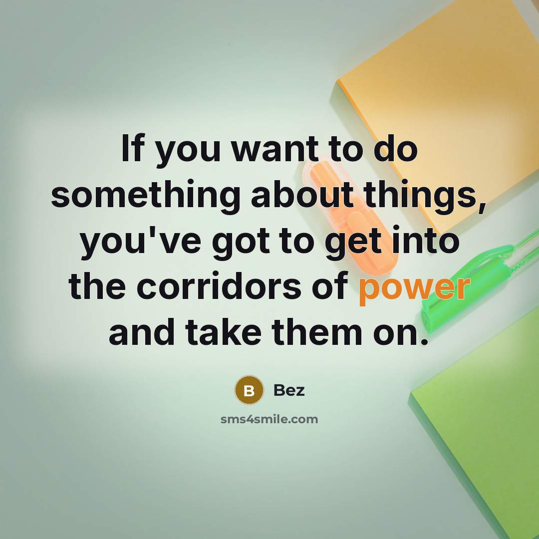 “If you want to do something about things, you've got to get into the corridors of power and take them on.” quote by Bez