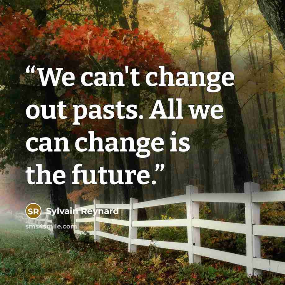 “We can't change out pasts. All we can change is the future.” quote by Sylvain Reynard