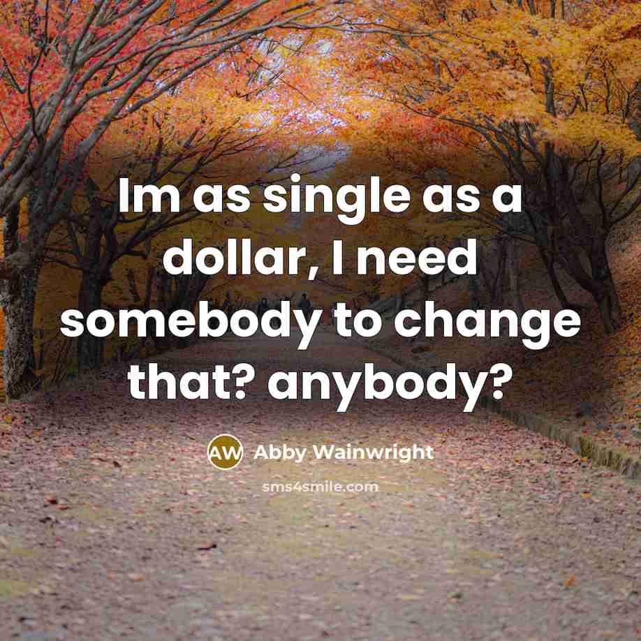 “Im as single as a dollar, I need somebody to change that? anybody?” quote by Abby Wainwright