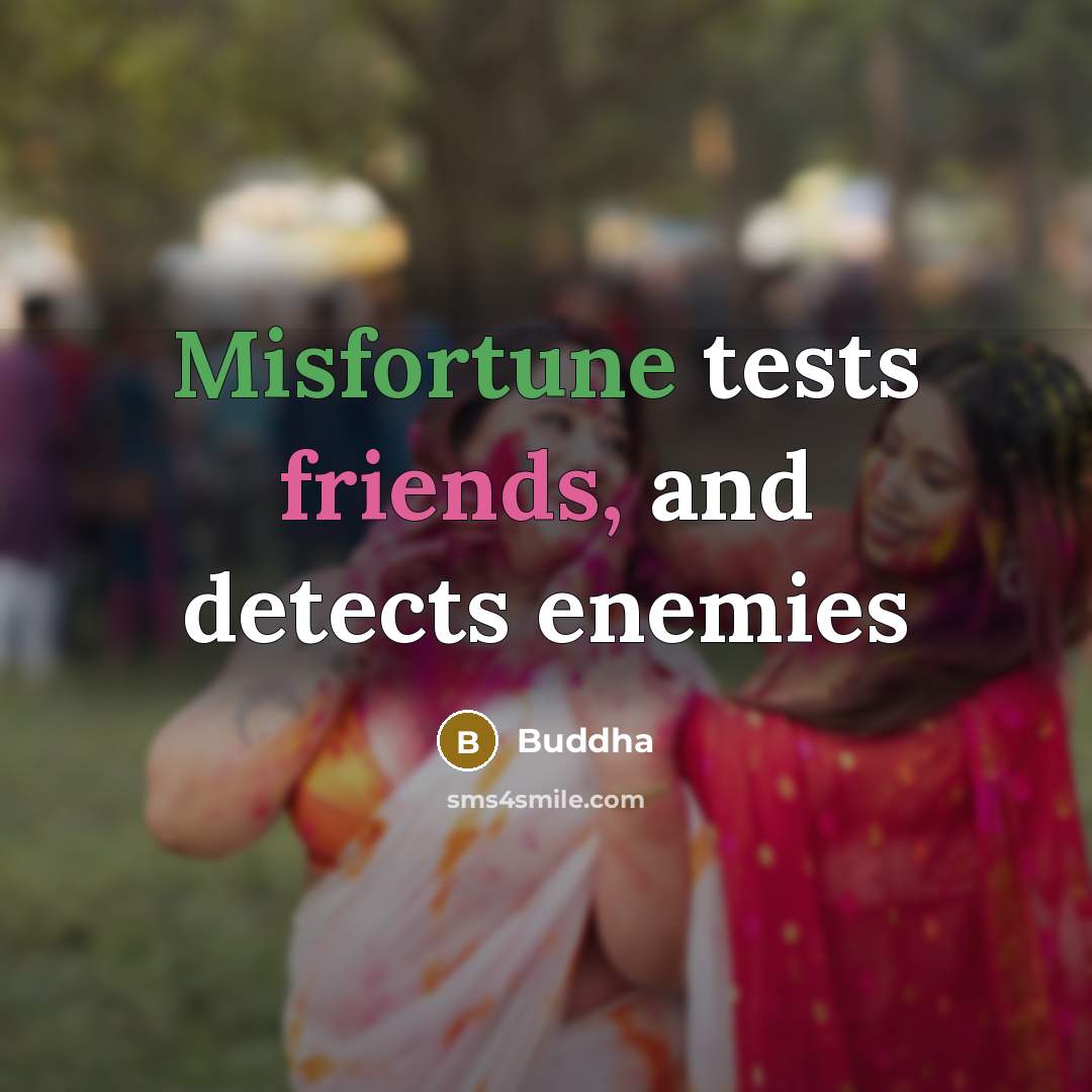 “Misfortune tests friends, and detects enemies” quote by Buddha