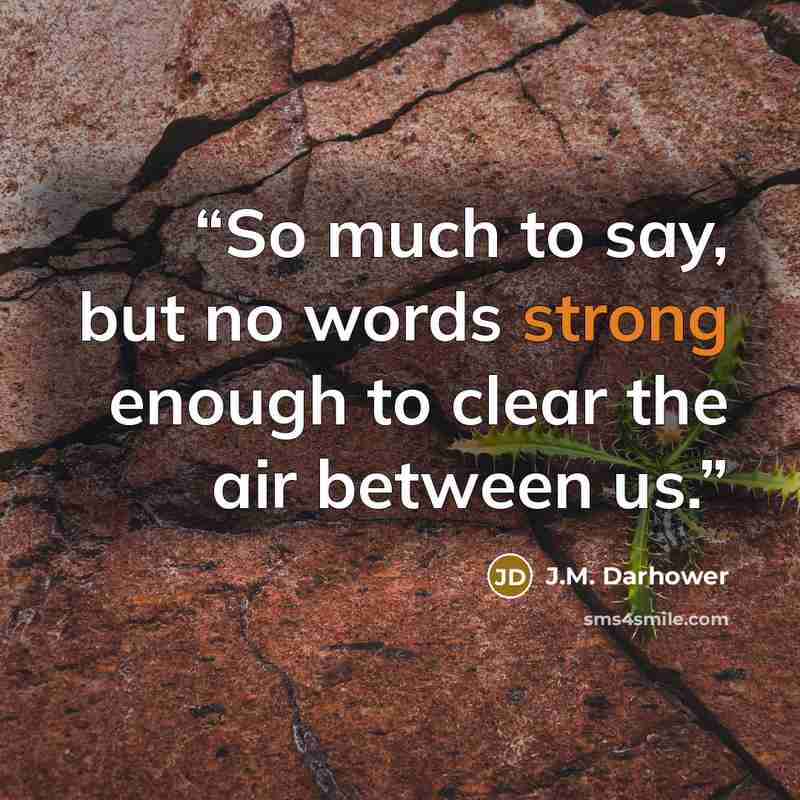 “So much to say, but no words strong enough to clear the air between us.” quote by J.M. Darhower