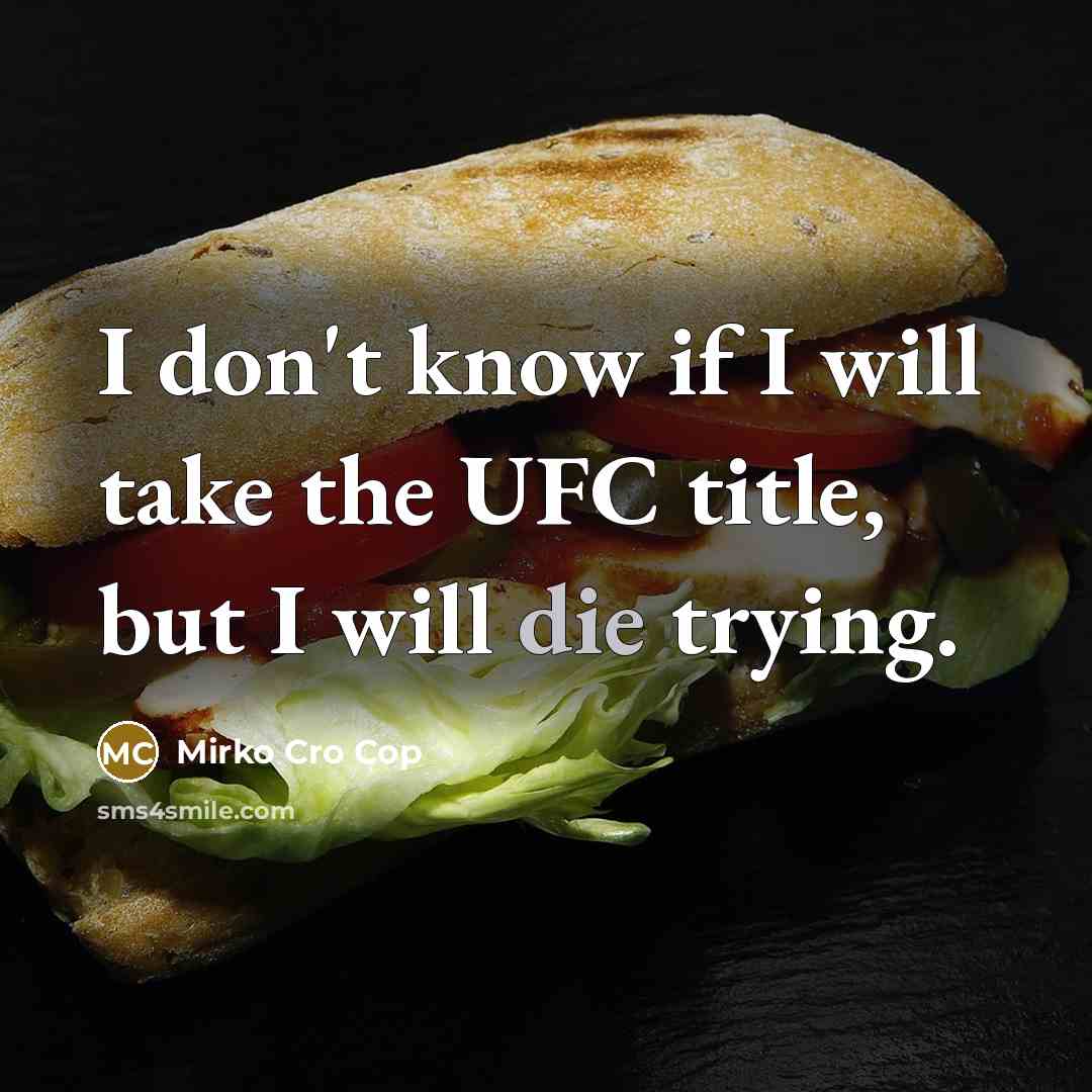 “I don't know if I will take the UFC title, but I will die trying.” quote by Mirko Cro Cop