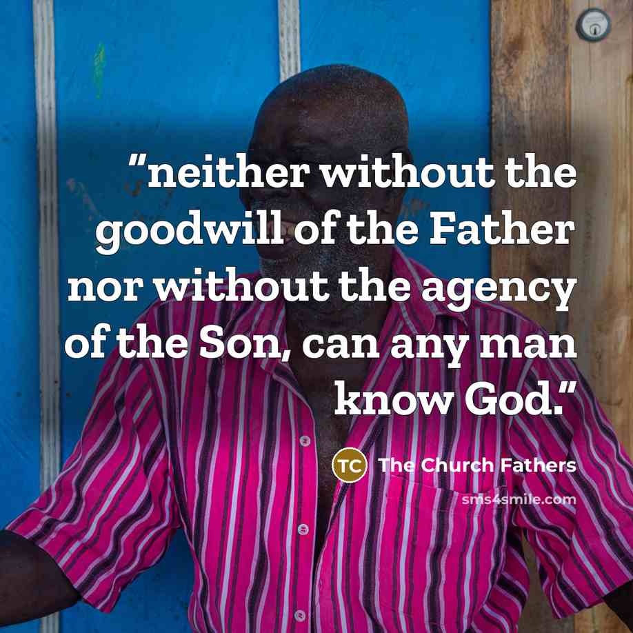 “neither without the goodwill of the Father nor without the agency of the Son, can any man know God.” quote by The Church Fathers