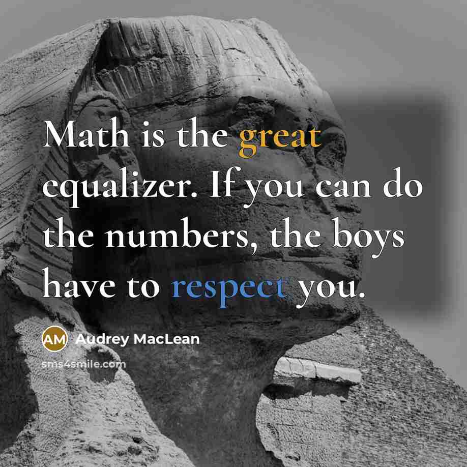 “Math is the great equalizer. If you can do the numbers, the boys have to respect you.” quote by Audrey MacLean