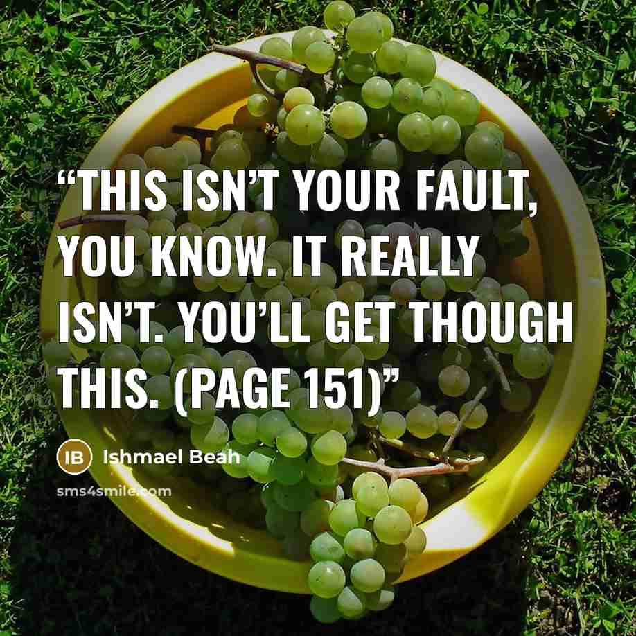 “This isn’t your fault, you know. It really isn’t. You’ll get though this. (page 151)” quote by Ishmael Beah