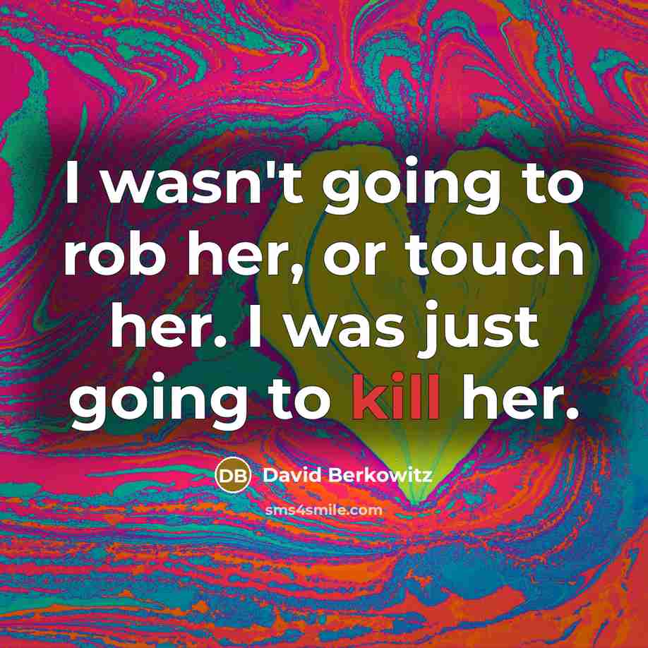 “I wasn't going to rob her, or touch her. I was just going to kill her.” quote by David Berkowitz