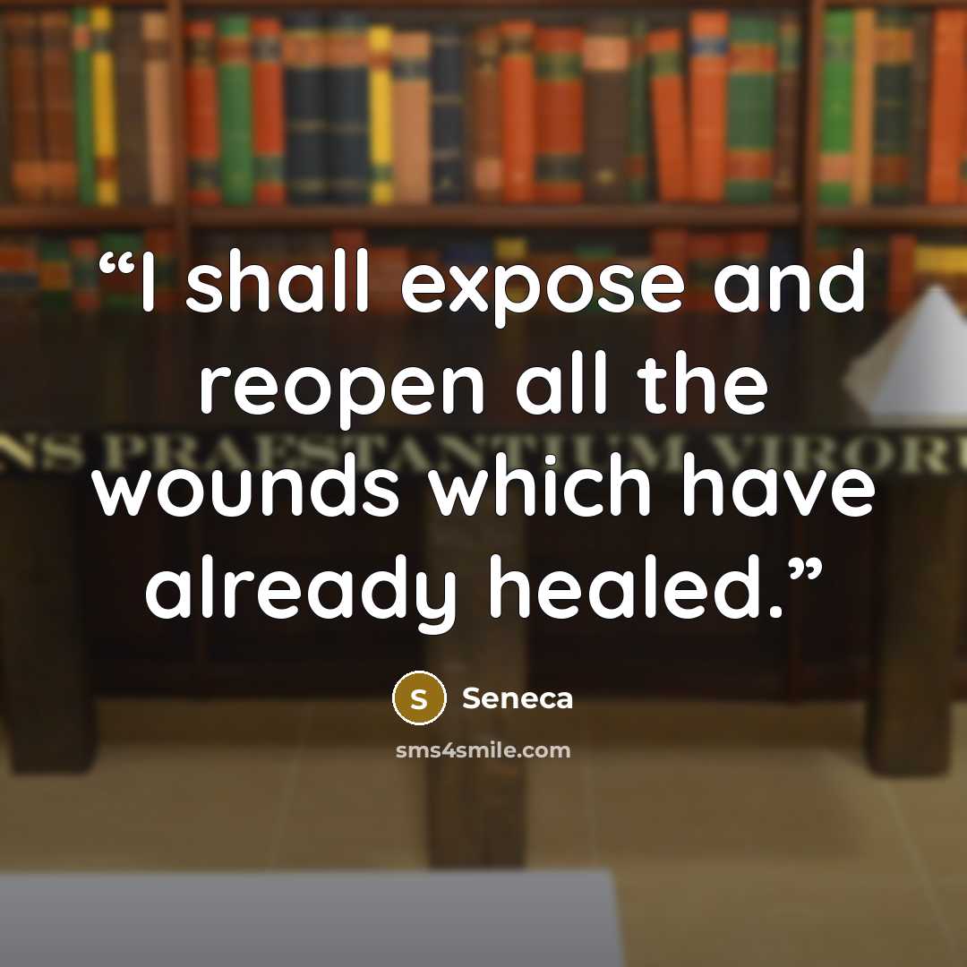 “I shall expose and reopen all the wounds which have already healed.” quote by Seneca