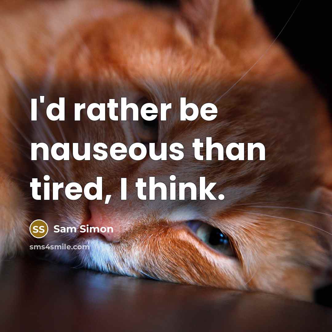 “I'd rather be nauseous than tired, I think.” quote by Sam Simon