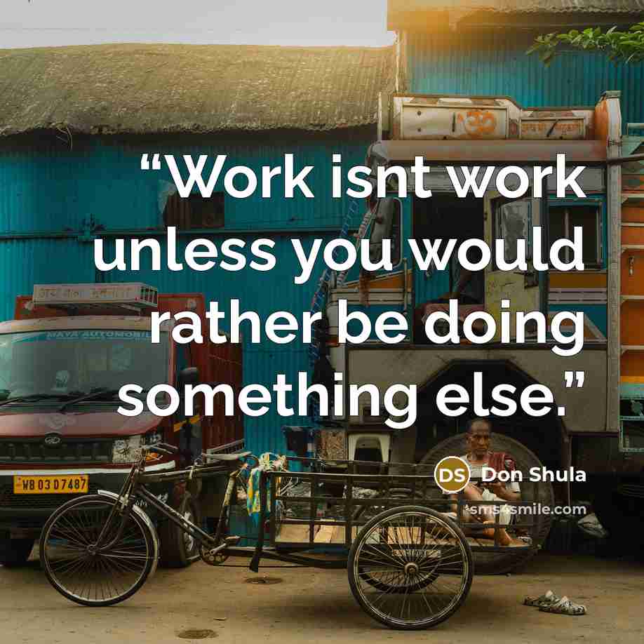 “Work isnt work unless you would rather be doing something else.” quote by Don Shula