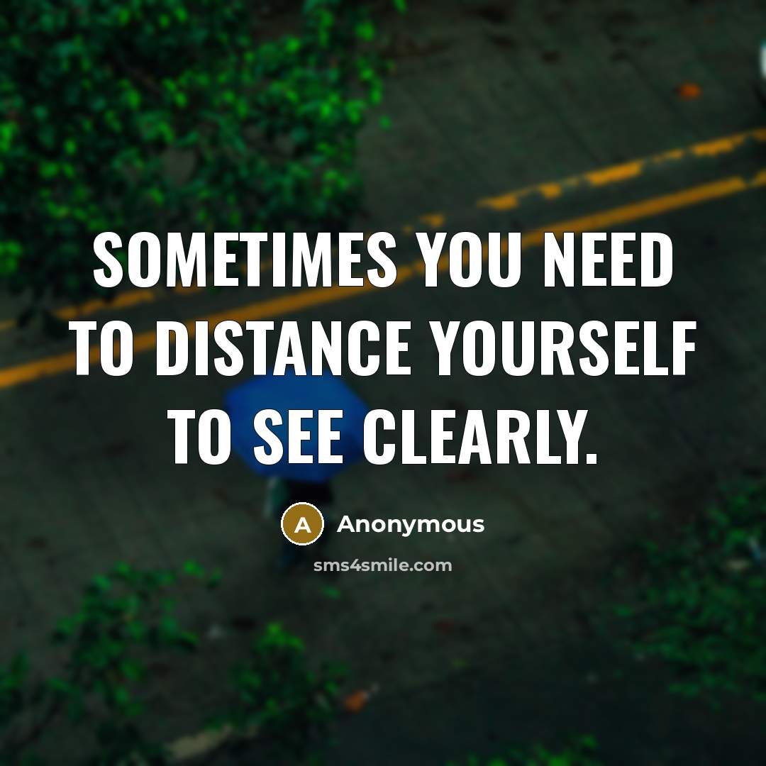 “Sometimes you need to distance yourself to see clearly.” quote by Anonymous