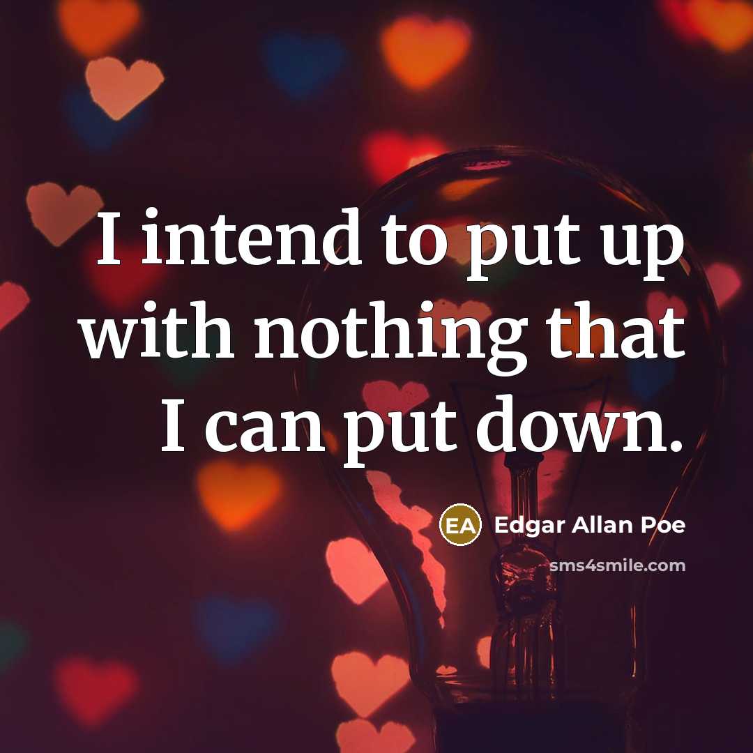 “I intend to put up with nothing that I can put down.” quote by Edgar Allan Poe