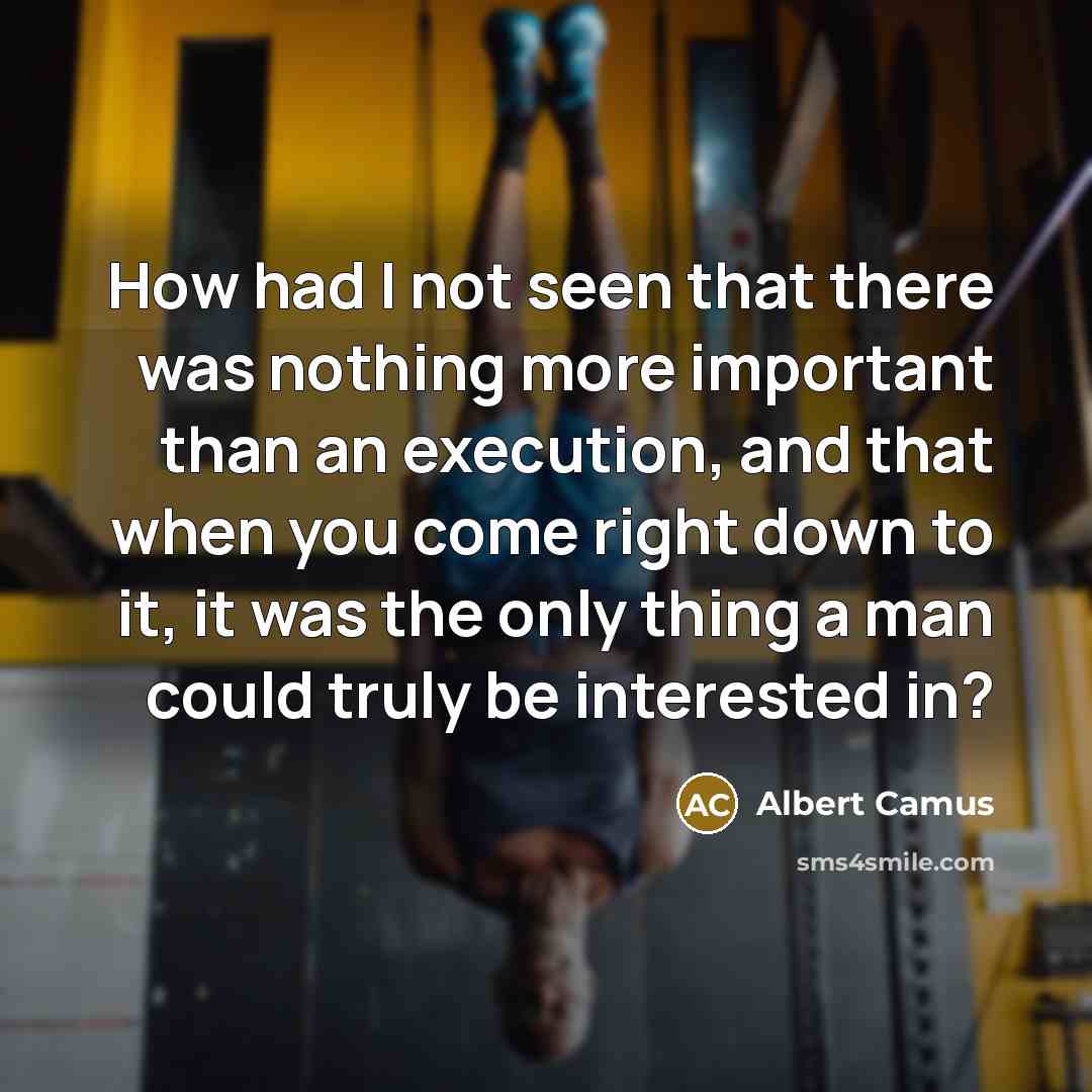 “How had I not seen that there was nothing more important than an execution, and that when you come right down to it, it was the only thing a man could truly be interested in?” quote by Albert Camus