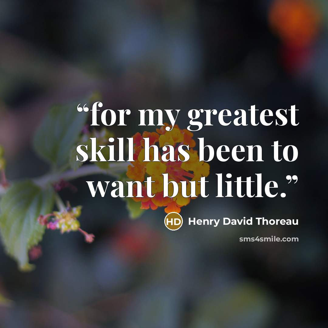 “for my greatest skill has been to want but little.” quote by Henry David Thoreau