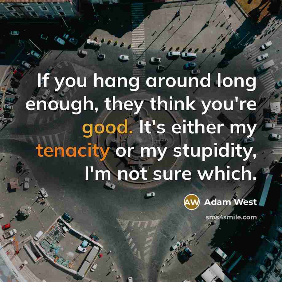 “If you hang around long enough, they think you're good. It's either my tenacity or my stupidity, I'm not sure which.” quote by Adam West