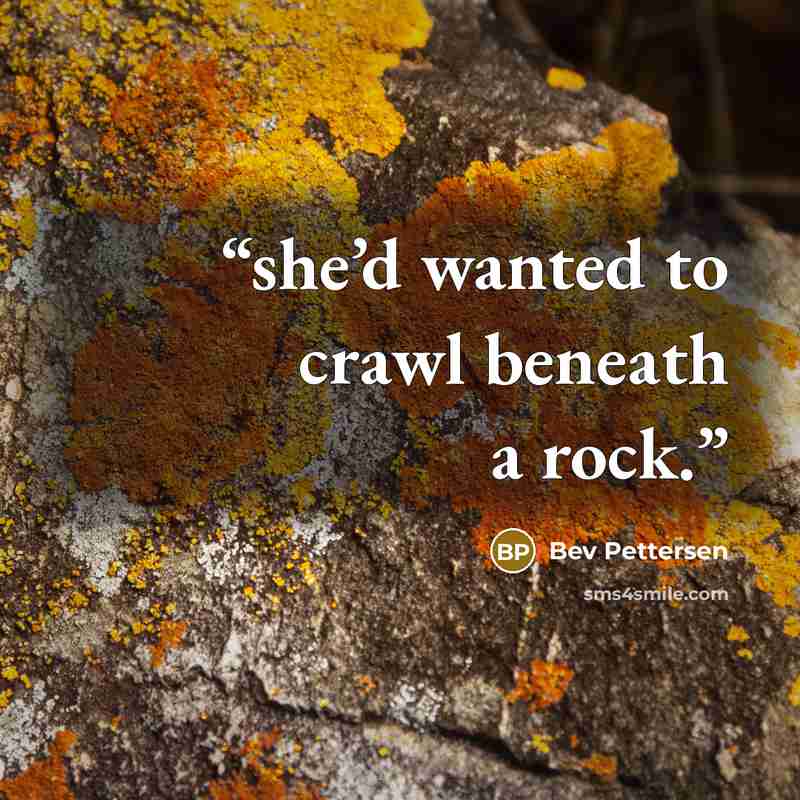 “she’d wanted to crawl beneath a rock.” quote by Bev Pettersen
