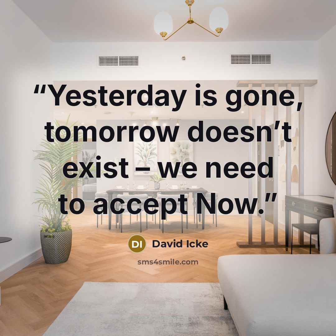 “Yesterday is gone, tomorrow doesn’t exist – we need to accept Now.” quote by David Icke