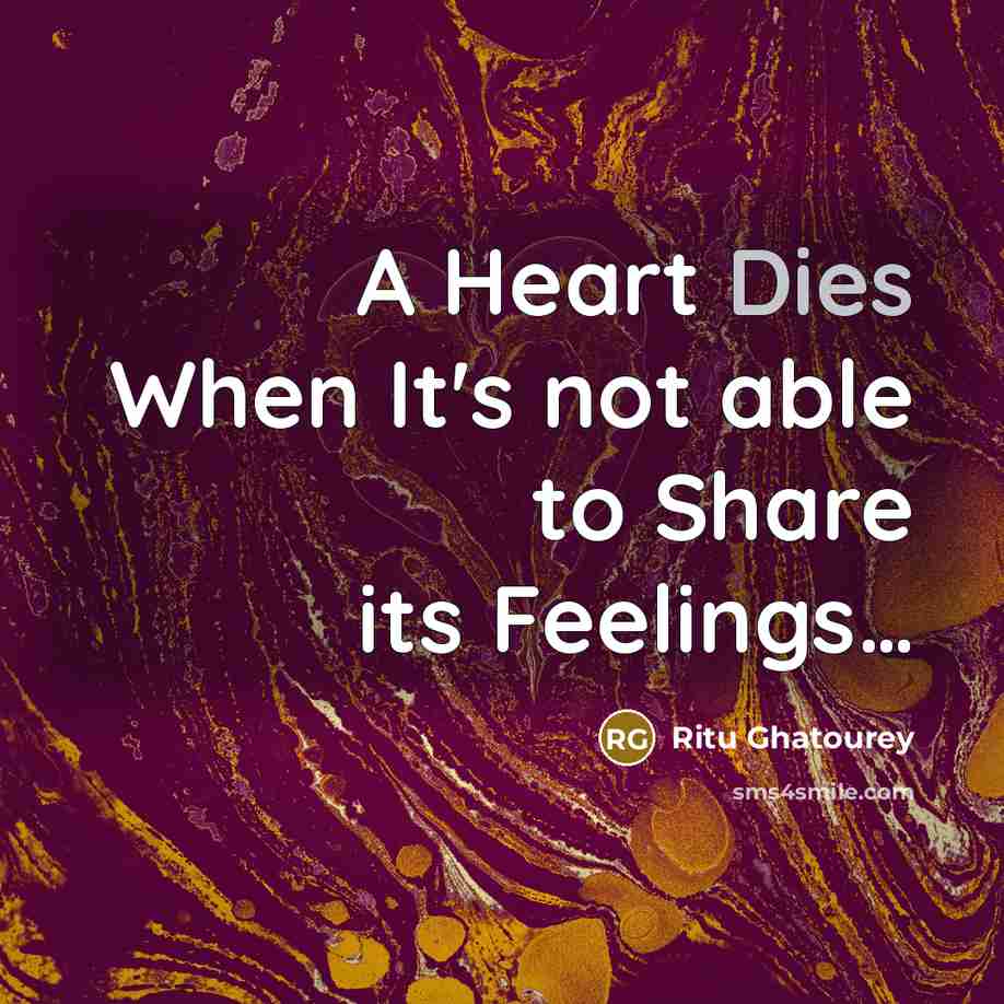 “A Heart Dies When It's not able to Share its Feelings…” quote by Ritu Ghatourey