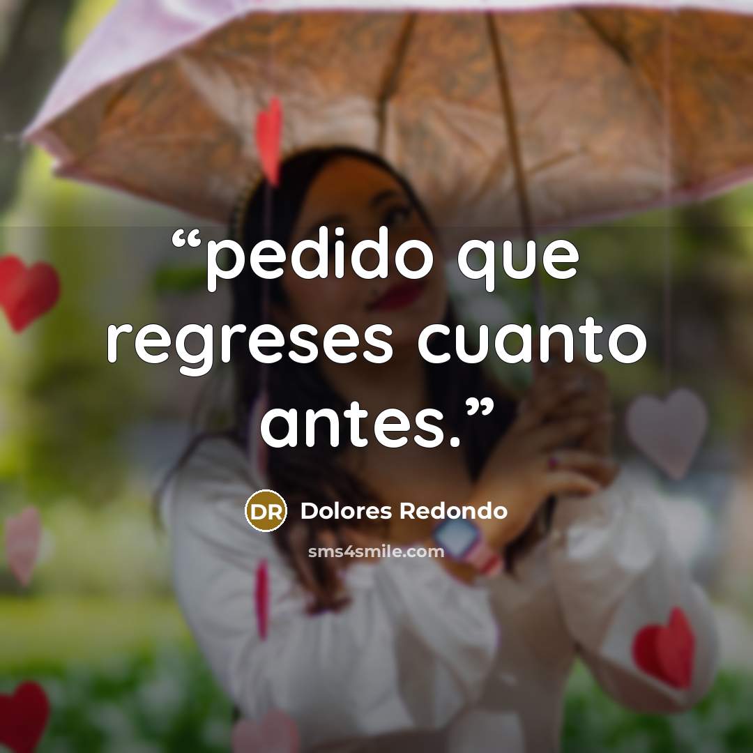 “pedido que regreses cuanto antes.” quote by Dolores Redondo