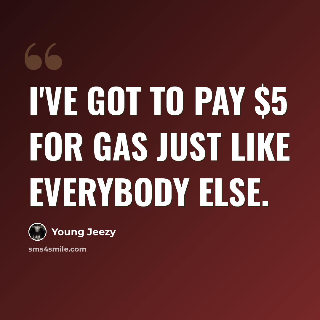 “I've got to pay $5 for gas just like everybody else.” quote by Young Jeezy