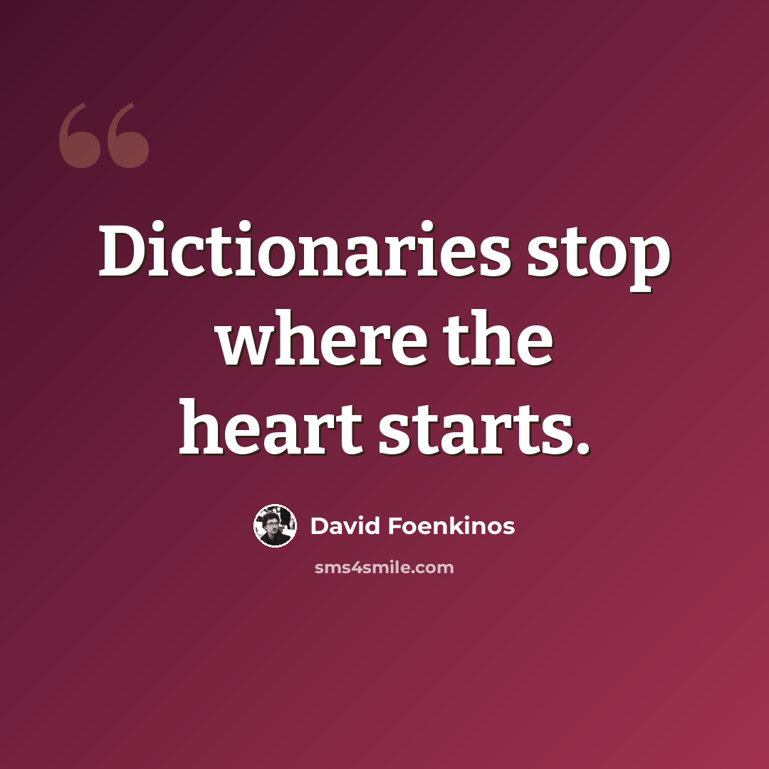 “Dictionaries stop where the heart starts.” quote by David Foenkinos