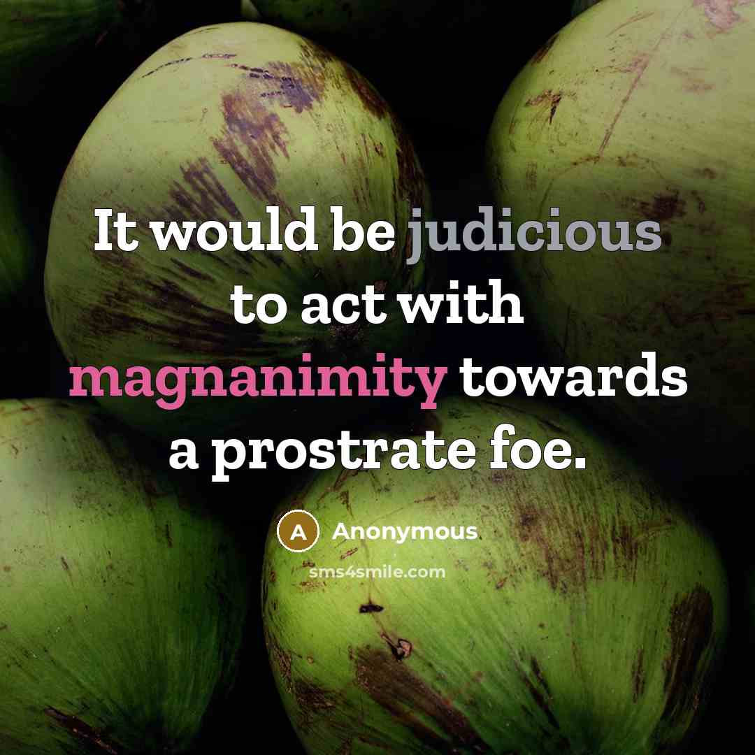 “It would be judicious to act with magnanimity towards a prostrate foe.” quote by Anonymous