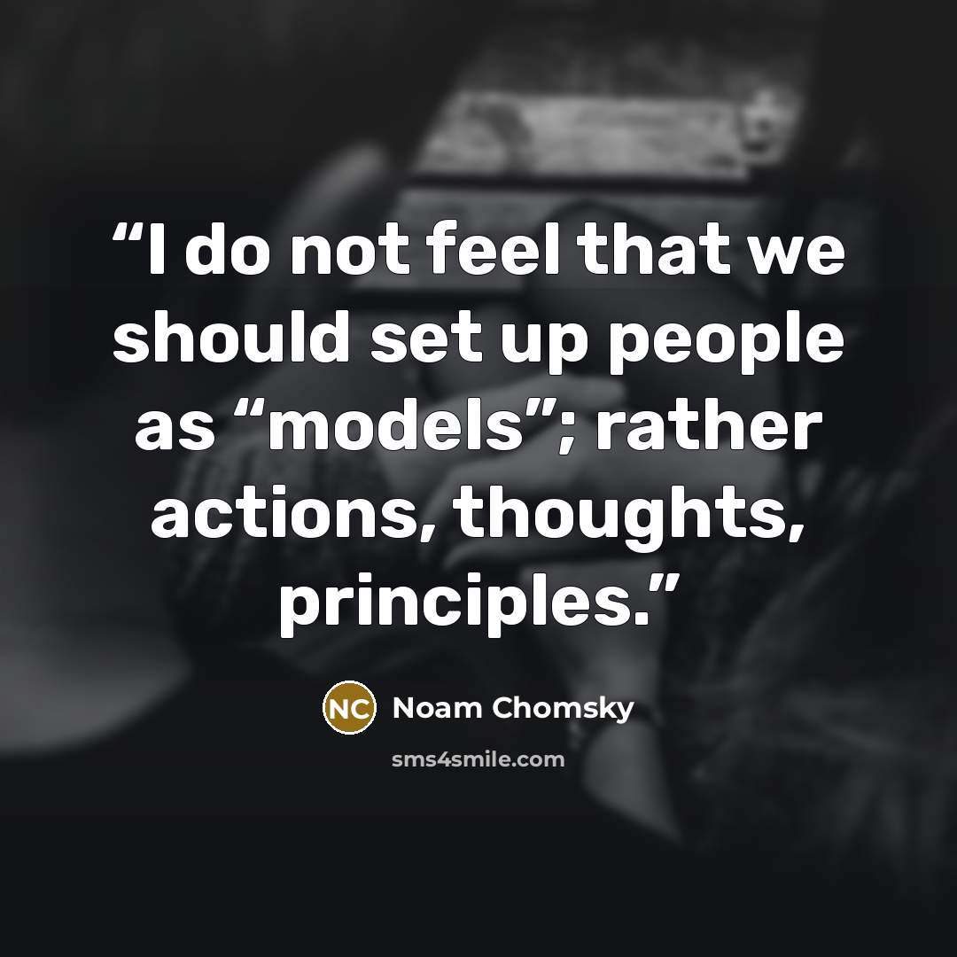 “I do not feel that we should set up people as “models”; rather actions, thoughts, principles.” quote by Noam Chomsky