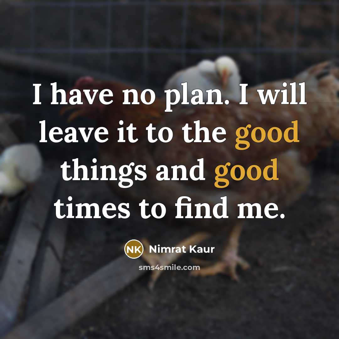“I have no plan. I will leave it to the good things and good times to find me.” quote by Nimrat Kaur